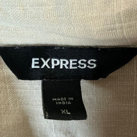 Express Womens Shirt Tan Collared Button Down Long Sleeve Loose Fit XL - Picture 6 of 12